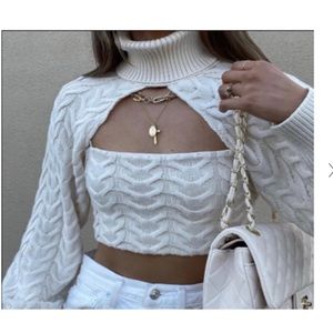 Zara cable knit sweater scarf SET